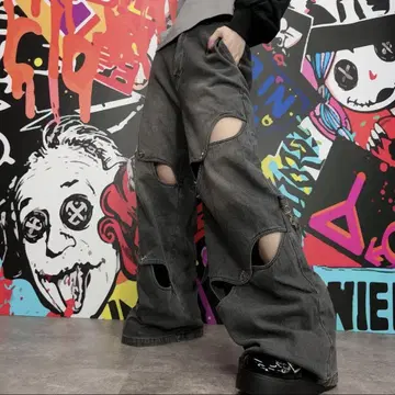 NieR 롱 레그 WAVY CUTTED DENIM PANTS