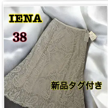 택 포함 새상품 IENA 바이컬러 레이스 테이프 스커트 그레이