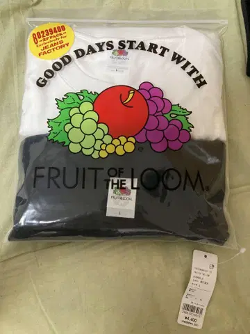 FRUIT OF THE LOOM 티셔츠 L 사이즈 화이트/블랙