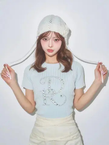 Darich 다리치 DR 비쥬 리브 니트 탑 SAX