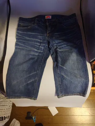 APEE 별 프린트 블루 데님 팬츠