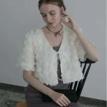 BONLECILL noir 플라워 튤 볼레로