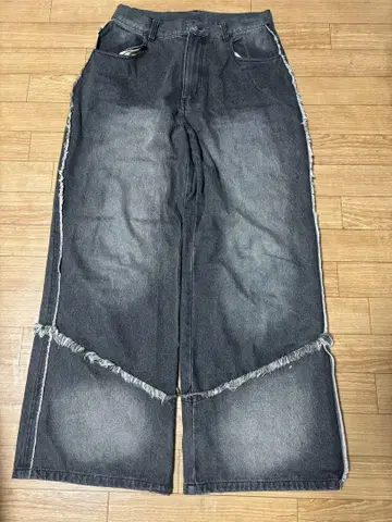 y2k unknown 백기 와이드 블랙 데님
