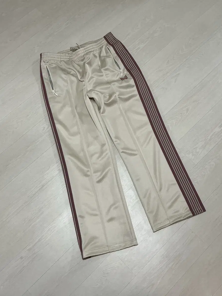 Needles Track Pants Poly Smooth Ivory L size