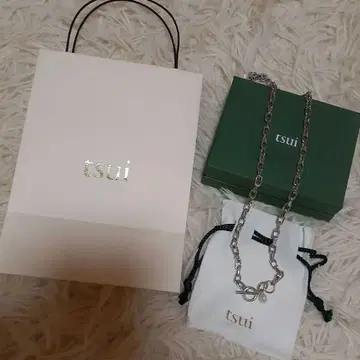 tsui 링크 체인 펄 참 목걸이 실버 기프트 랩핑