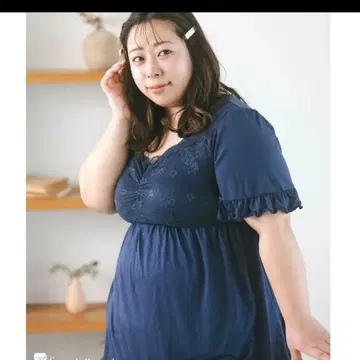 모치다 코시히카리 콜라보 나이트 브라 일체형 네이비 룸웨어 3L
