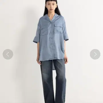 Edition 새틴 오픈 카라 셔츠