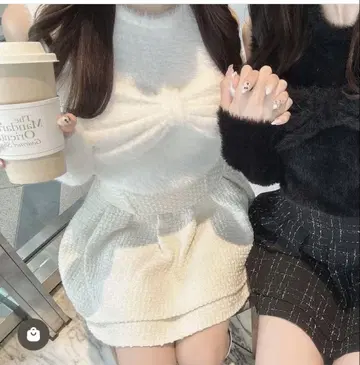 michellMacaron 미셸 마카롱 리본 니트 탑