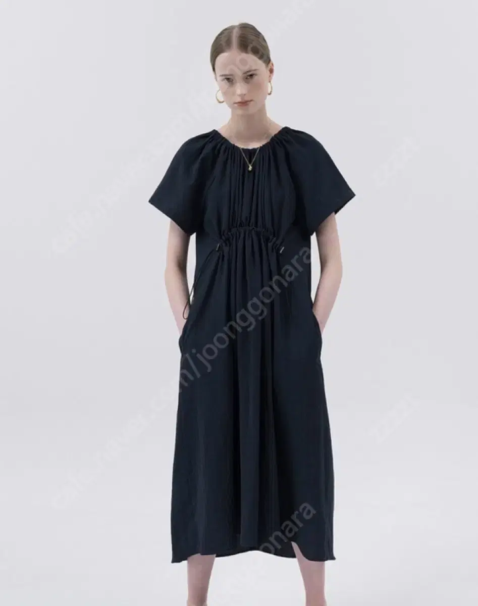 Kinder Salmon kim nayoung Drawstring Onepiece Linen Long