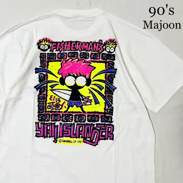 90's MAJOON 서핑 아트 프린트 티셔츠 싱글 스티치 M