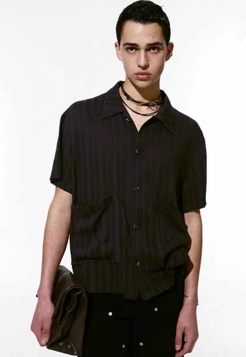tonywack Linen Short Sleeve Shirt Indigo Navy L