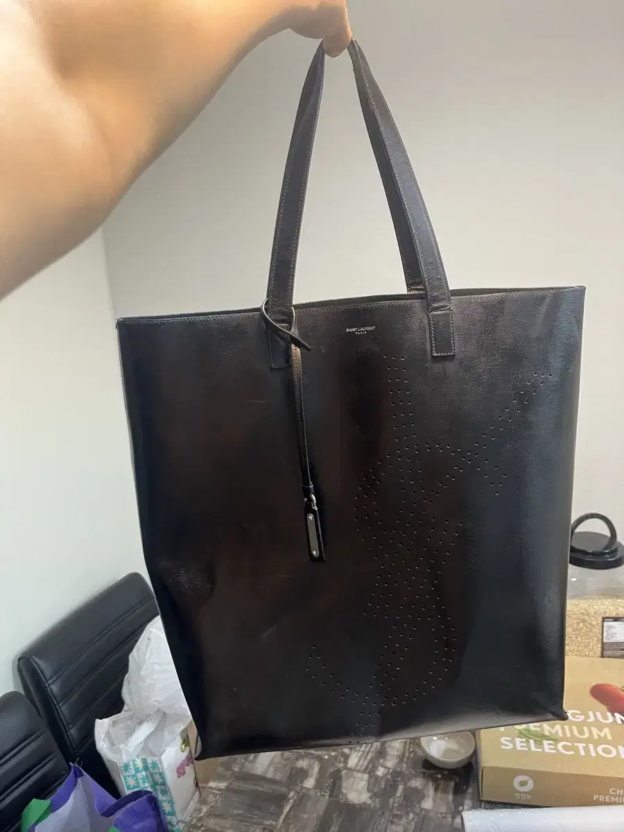 (Authentic) Saint Laurent Leather Tote Bag, Unisex, Men's Bag, Women's Bag