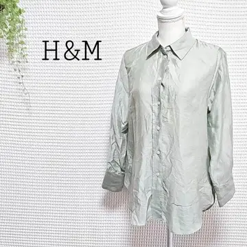 H&M 라이트 그린 윤기 긴팔 셔츠