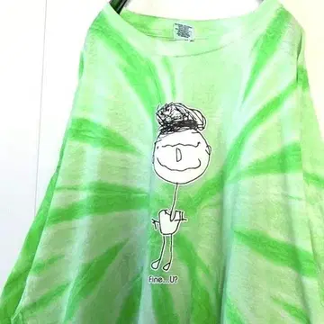 길단 파인 U 캐릭터 타이다이 티셔츠 2XL 구제 의류