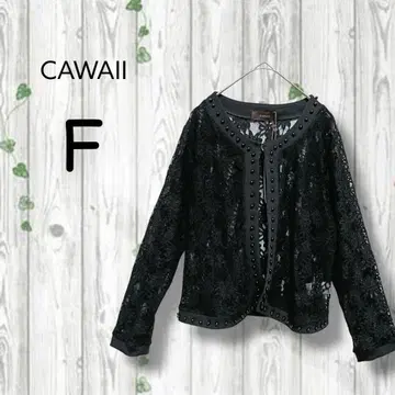 새상품 택 귀여운 cawaii 레이스 가디건 후크 긴팔 시어 블랙