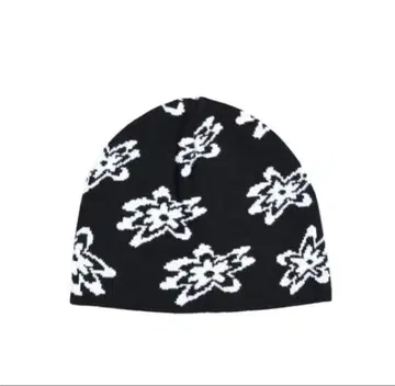 aeae 완판 비니 Jacquard Flower Beanie black