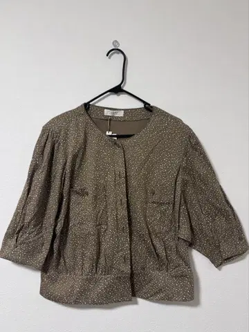 LINEAR 브라운 도트 무늬 노카라 자켓 M 사이즈