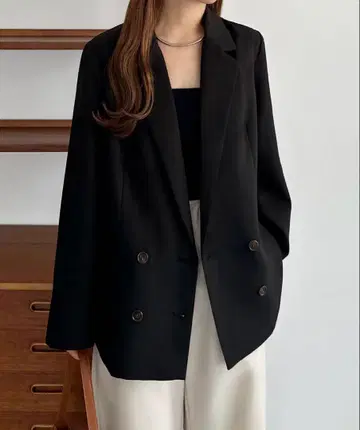 더블 버튼 테일러드 자켓 블랙 callautia