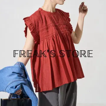 FREAK'S STORE 인도 보일 핀턱 개더 프릴 블라우스