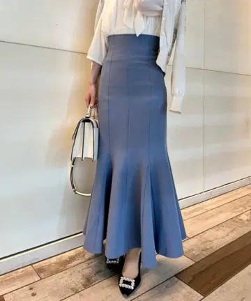 새상품 INTER FACTORY 하이웨스트 머메이드 스커트 S 블루