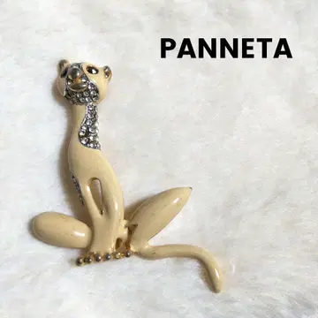 PANNETA 크림색 고양이 모티브 빈티지 브로치