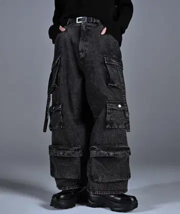 ADRER 데님 카고 팬츠 블랙 M