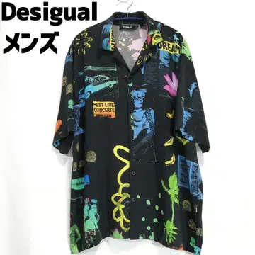 Desigual 콜라주 리조트 셔츠 알로하 셔츠 데시구알 레이온