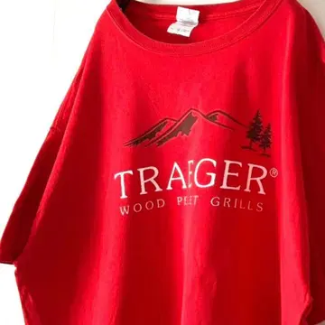 길단 TRAEGER 우드 그릴 티셔츠 XL 레드 빨간색 구제 의류