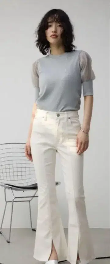 센터 슬릿 컬러 플레어 팬츠