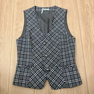 Amatir 체크 무늬 베스트 그레이