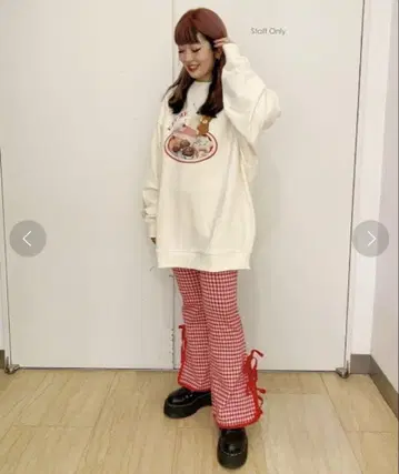캔디 스트리퍼 GINGHAM RIBBON FLARE 팬츠
