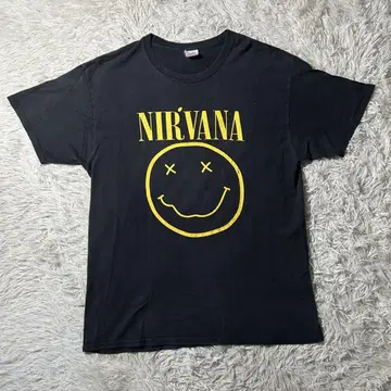 90s NIRVANA 네버마인드 스마일 티셔츠 블랙 밴딩 후르츠