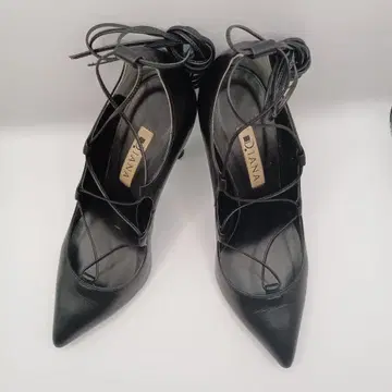 DIANA 다이애나 레이스업 펌프스 23cm 가죽 블랙