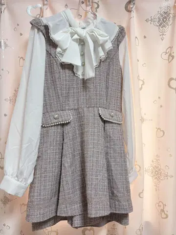 앙크루즈 콤비네존 핑크 트위드 양산형