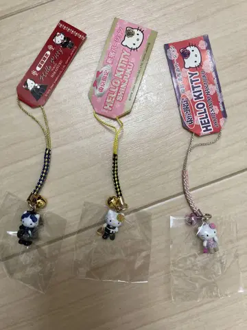 키티 신주쿠 하라주쿠 고스로리 오모테산도 네즈키 키링 도쿄 3개 세트