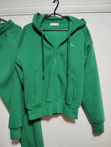 Lacoste 셋업 그린 후드 부착 맨투맨 지퍼 업