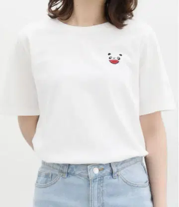팬더코팬더 티셔츠 팬더 얼굴 (화이트/화이트 컬러) 새상품