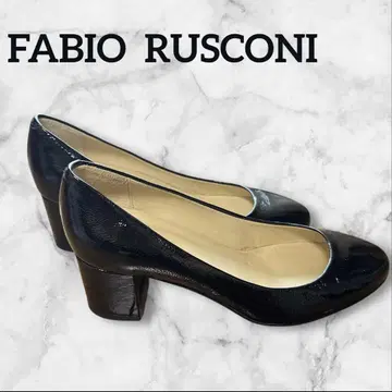 FABIO RUSCONI 청키힐 펌프스 에나멜 블랙