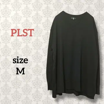 플라스테 [ M ] 엑스트라 파인 메리노 V넥 스웨터 울 블랙 신축성