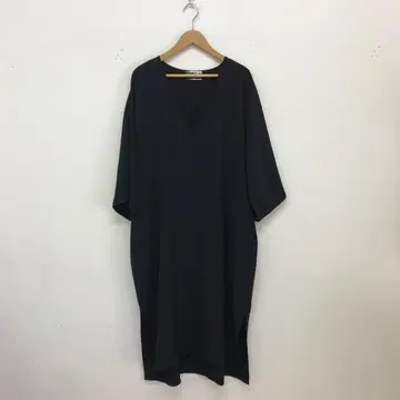 안티카 드롭감 V넥 롱 원피스 돌먼 슬리브 와이드 슬리브