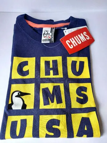 CHUMS 네이비 프린트 티셔츠 우먼 M