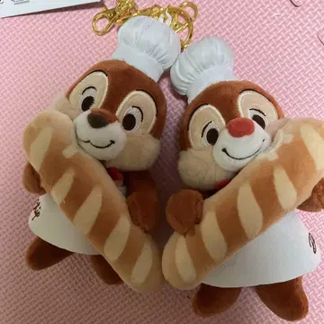 디즈니 스토어 미키 베이커리 칩과 데일 봉제 인형 키체인