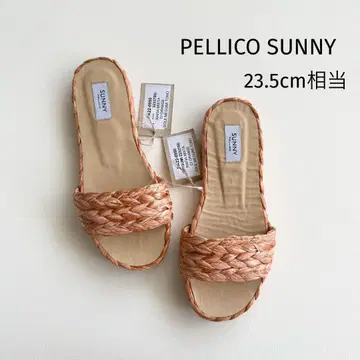 택 포함 새상품 [펠리코 사니] 뜨개질 슬리퍼 샌들 23.5 상당 리조트