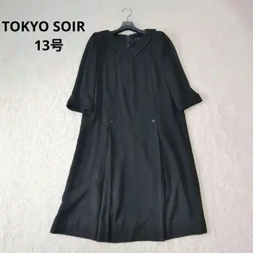 TOKYO SOIR 블랙 포멀 원피스 13호 빅 사이즈 카라 부착