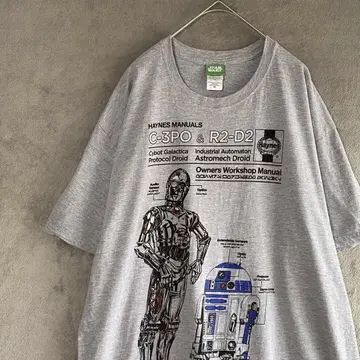 스타 워즈 C-3PO&R2-D2 프린트 티셔츠 XL
