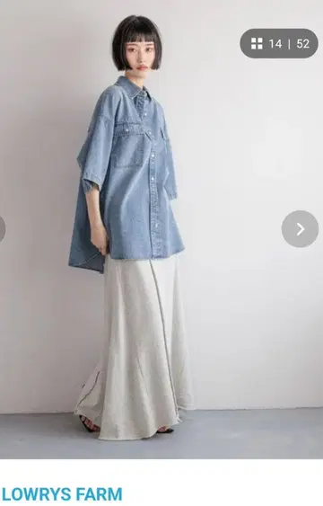 LOWRYS FARM 데님 블루 오버 사이즈 셔츠 프리 사이즈