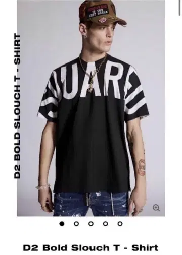 정가 53,900엔 DSQUARED2 빅 로고 컷 티셔츠 블랙/화이트 M