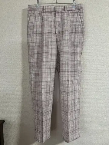 오라리 리넨 체크 슬랙스