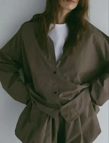 스트라이프 박스 셔츠 브라운