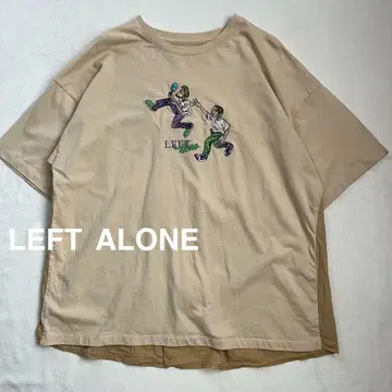 LEFT ALONE 레프트 얼론 반팔 절개 티셔츠 자수 유니섹스